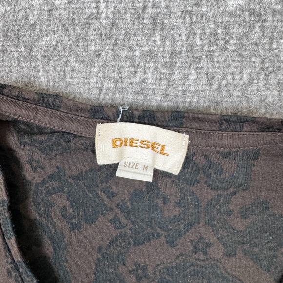 Vintage Diesel Seditionaires Shirt Mens Medium Skull Brown Goth Emo Grunge Y2K - Picture 3 of 7